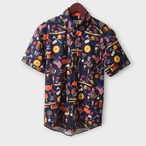 RSVLTS Parks and Recreation Ron Swanson City of Pawnee Shirt Mens Small Navy USA